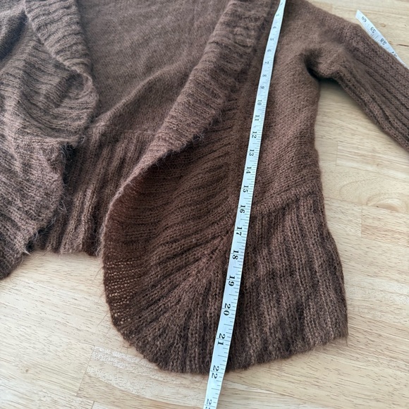 Free People Brown Mohair Open Front Cropped Cardigan Sweater L - Picture 10 of 11